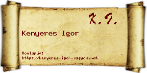 Kenyeres Igor névjegykártya